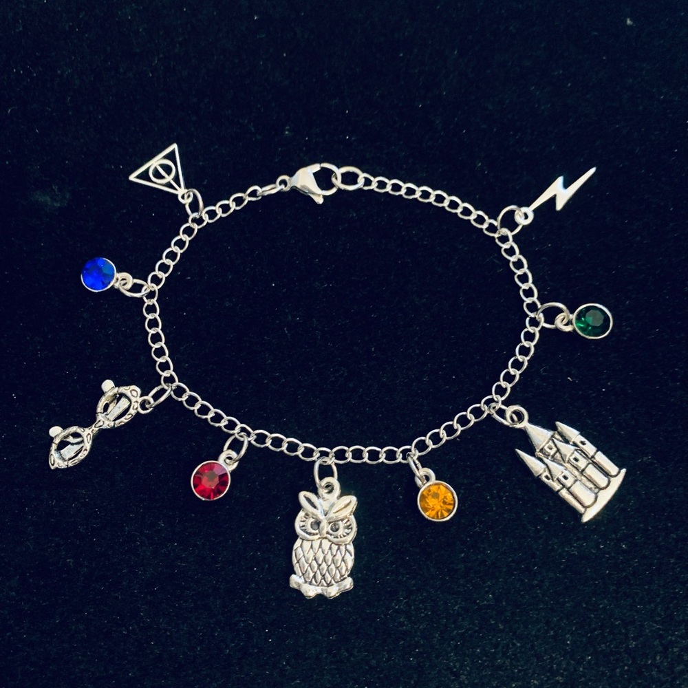 Harry Potter themed chain bracelet with rhinestone charms